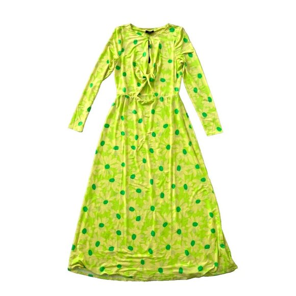 AFRM  Jodi Midi Daisy Floral Dress Neon Green - Picture 4 of 7